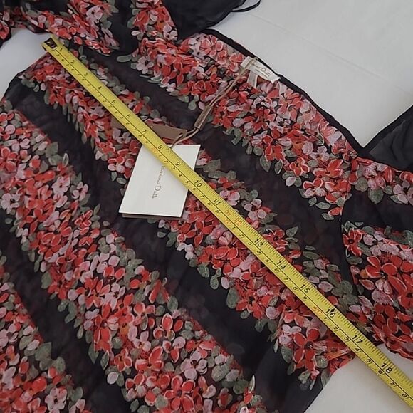 NEW SILK MASSIMO DUTTI ITALIAN MULBERRY BLACK RED LT ED Hong Kong BLOUSE 4 SMALL - Picture 9 of 12